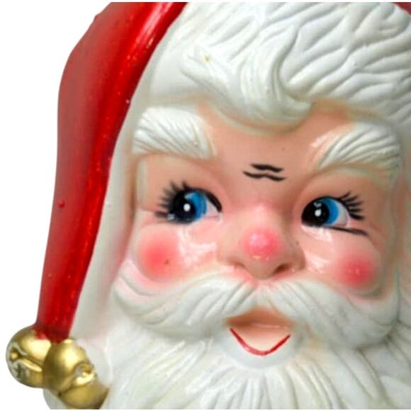 7" 50s MCM Vintage Wind Up Rotating Musical Traditional Santa Head - Picture 5 of 9